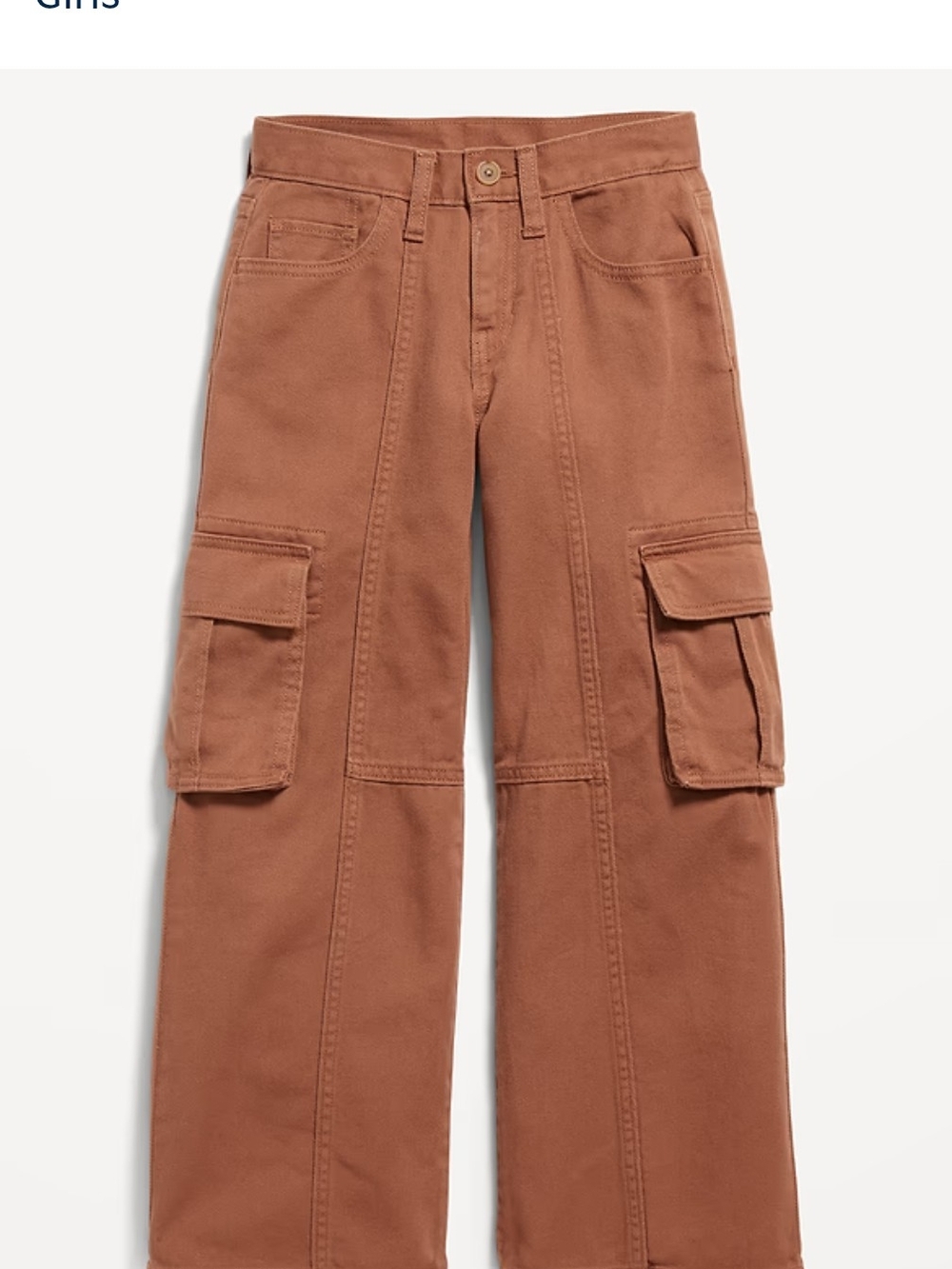 NWT Old Navy Brown Twill Wide-Leg Cargo Pants - Girls
